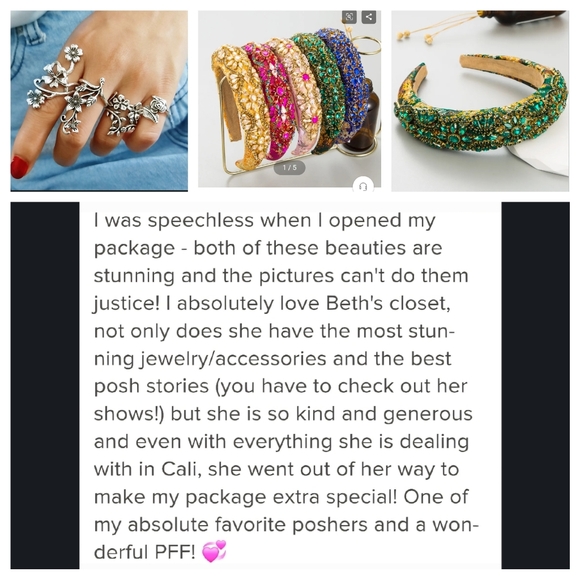 Headband Blue Rhinestone Beaded Elegant - Picture 5 of 9